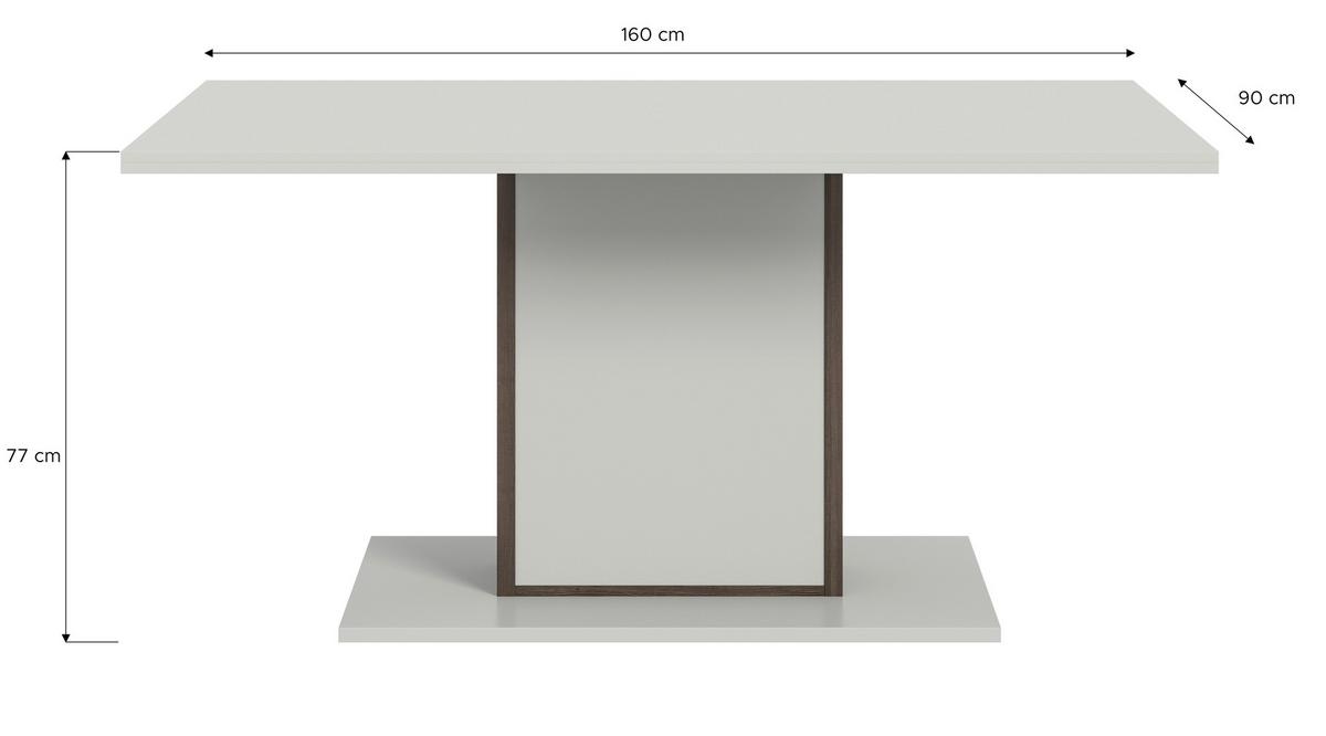 Esstisch Falcona Weiß B: 160 cm - Dunkelbraun/Weiß, Design, Holzwerkstoff (160/90/77cm) - MID.YOU