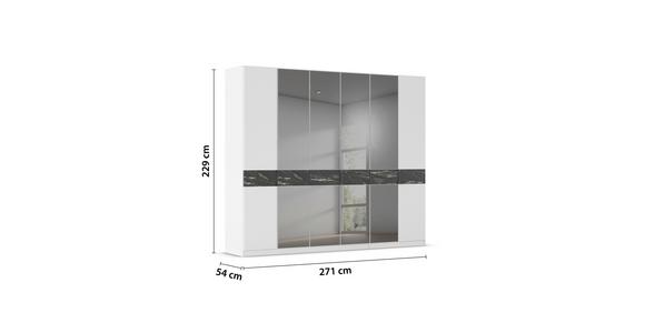 Drehtürenschrank Versity-D Alpinweiß/Marmoptik 6-Trg. - Weiß, Trend, Holzwerkstoff (271/229/54cm) - James Wood
