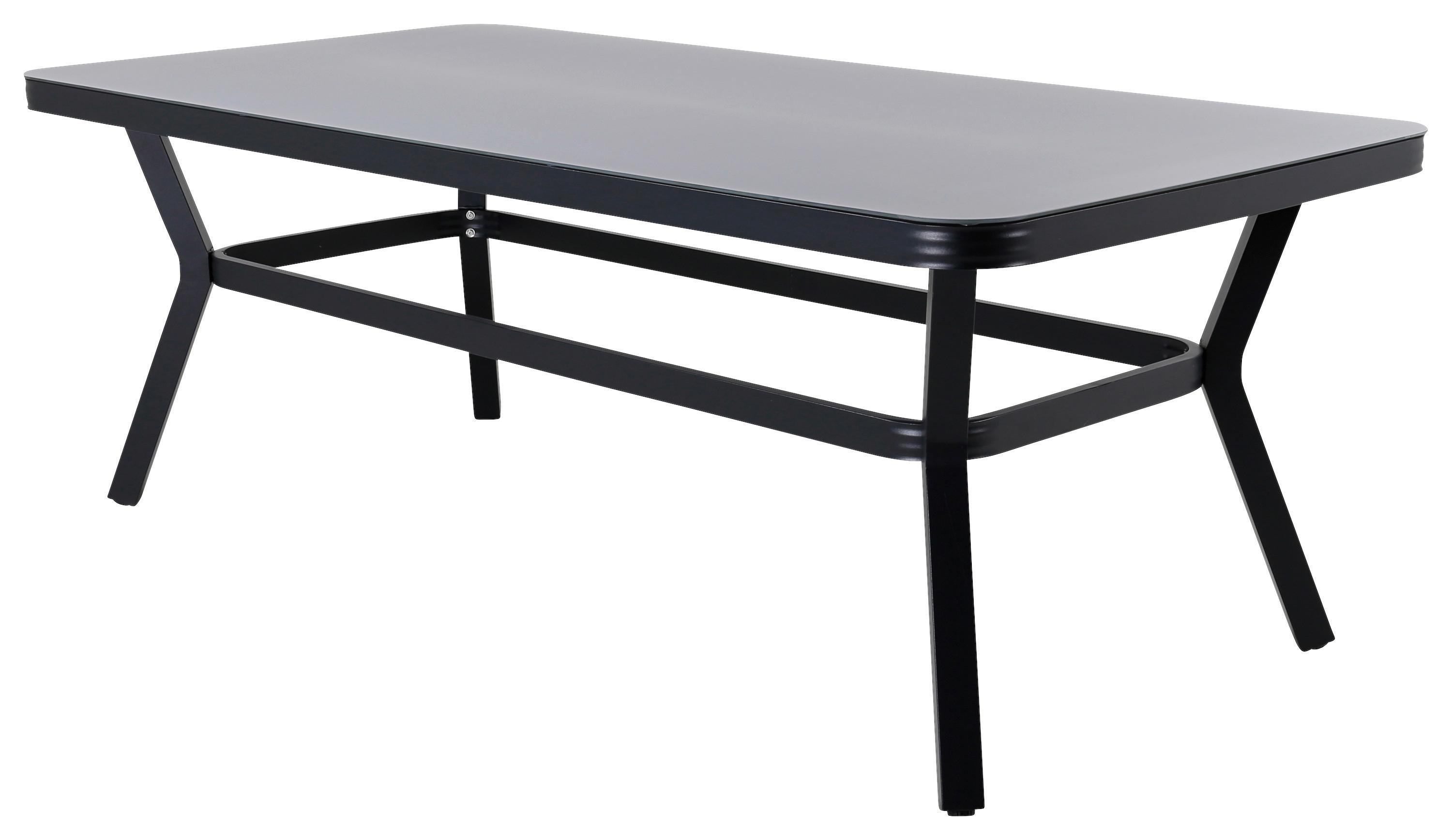 Gartentisch Virya - Schwarz/Grau, KONVENTIONELL, Glas/Metall (200/100/74cm) - Gardenson
