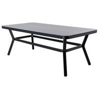 Gartentisch Virya - Schwarz/Grau, KONVENTIONELL, Glas/Metall (200/100/74cm) - Gardenson