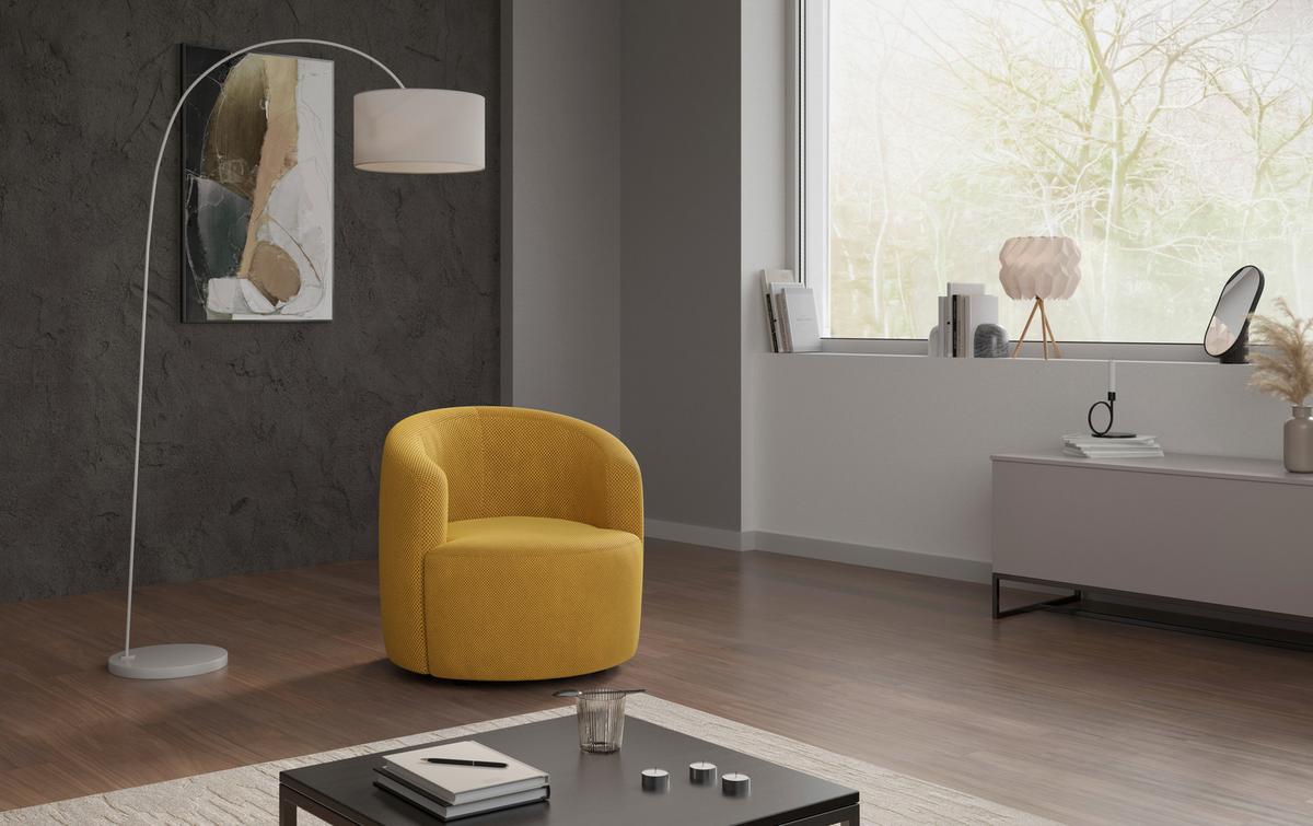 Sessel Pina - Senfgelb/Schwarz, MODERN, Textil (81/74/81cm)