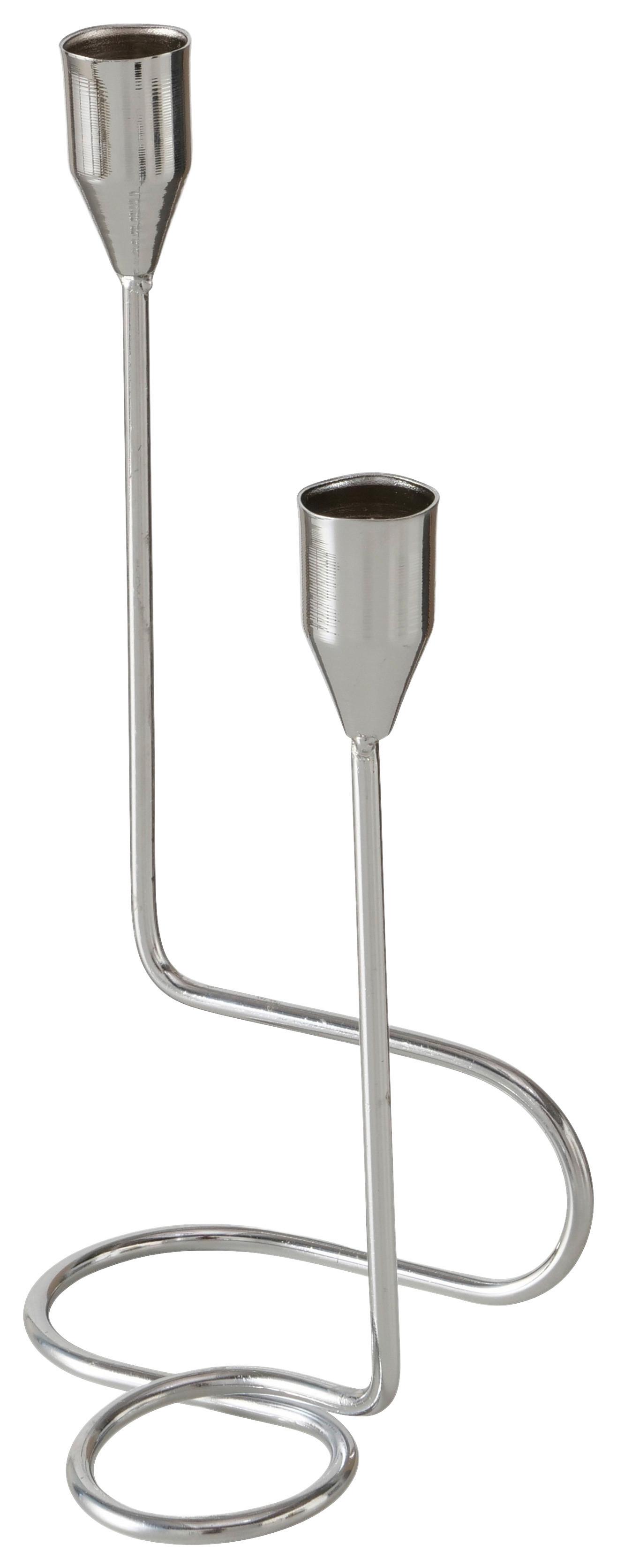 Svietnik na dlhé sviečky TIMON I - strieborná, Modern, kov (12/10/24cm) - Mömax