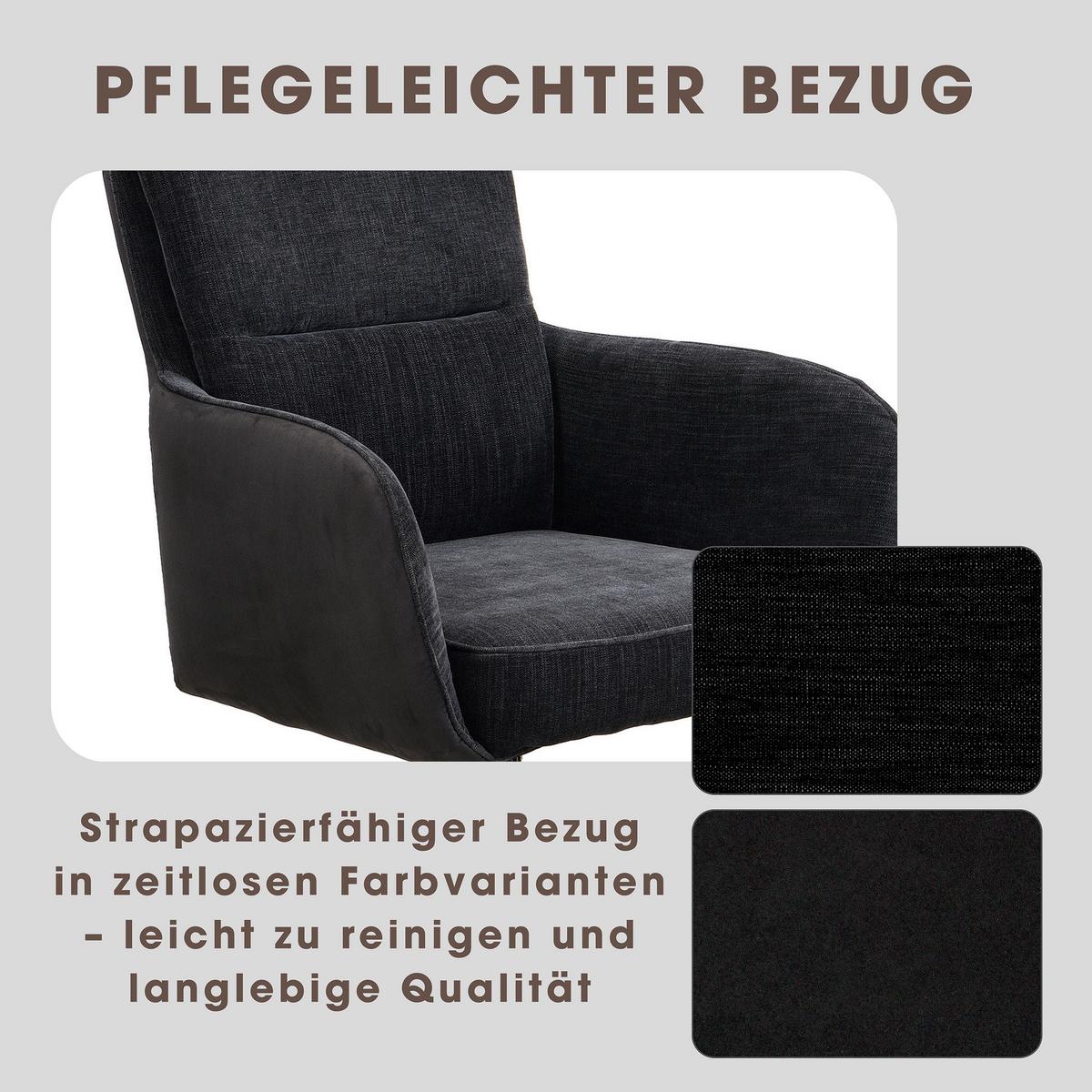 Stuhl-Set Tino - Schwarz, MODERN, Textil/Metall (62/94/70cm) - MID.YOU