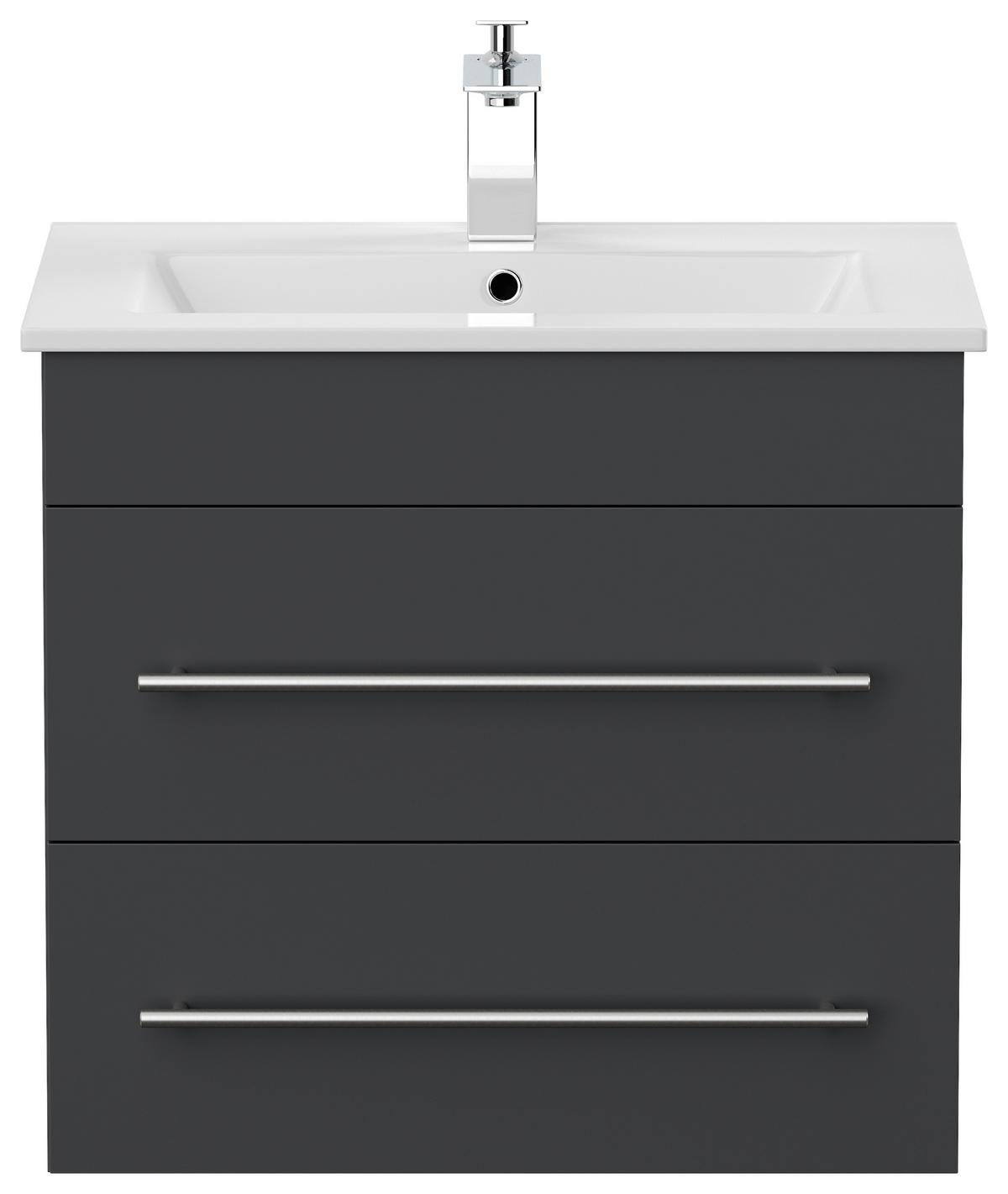 Waschtischkombi Apollo Graphitfarben B: 61,5 cm - Graphitfarben/Weiß, Basics, Keramik/Holzwerkstoff (61,5/56/46,5cm) - MID.YOU