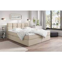 Boxspringbett Mit Topper 180x200 Lorie - Creme/Schwarz, LIFESTYLE, Holz/Holzwerkstoff (180/200cm) - Livetastic