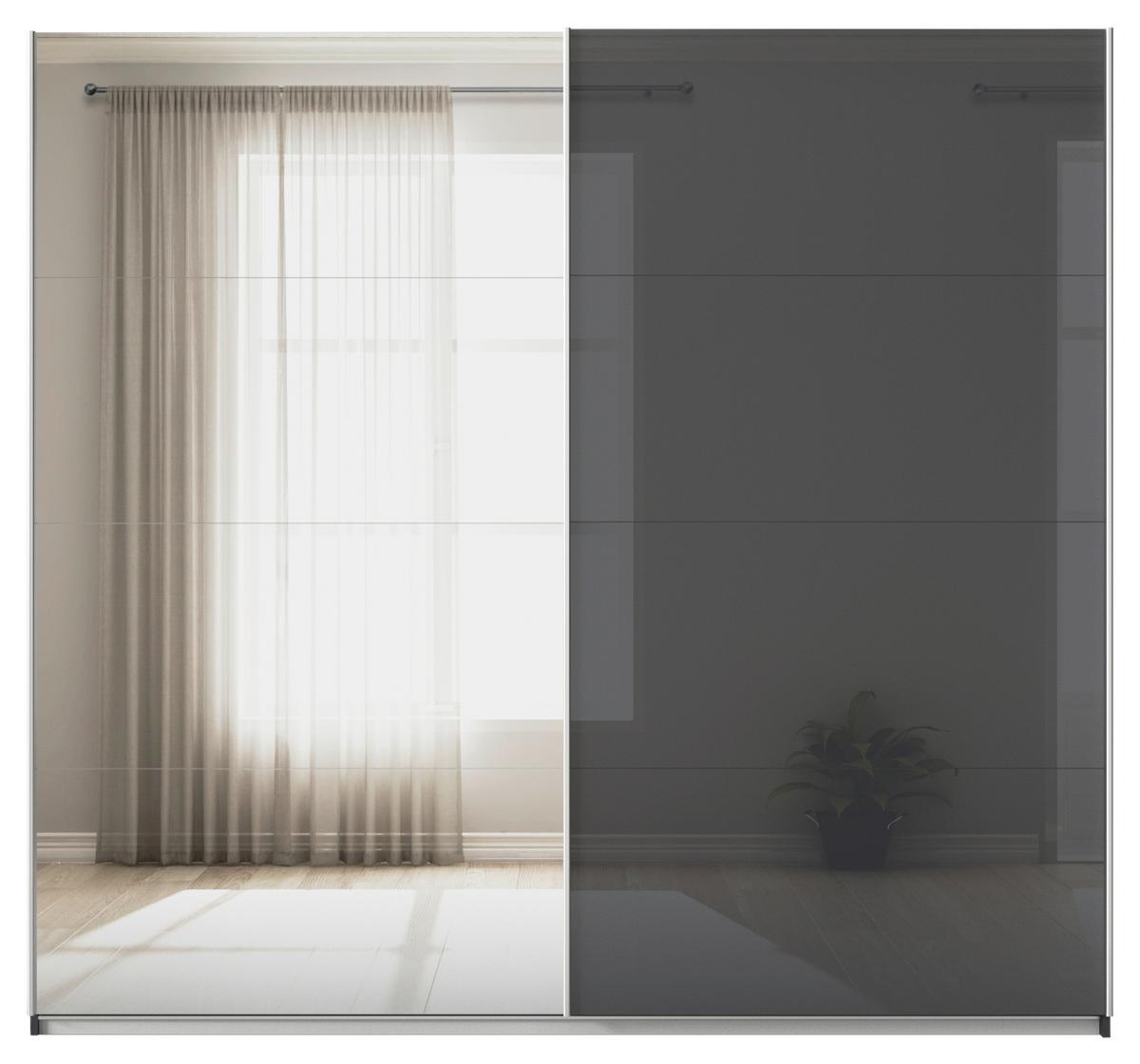 Schwebetürenschrank Mit Spiegel B: 225cm Feldkirch - Anthrazit/Silberfarben, MODERN, Glas/Holzwerkstoff (225/210/62cm)
