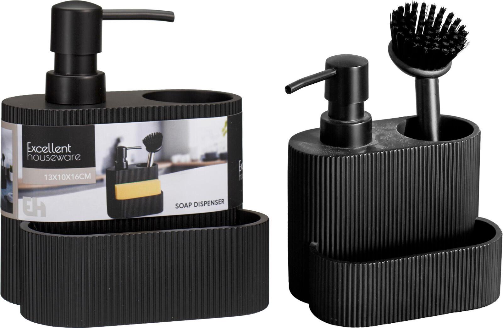 Dávkovač mýdla do kuchyně DISHMATE - černá, Basics, plast (9.7/15.7/13.3cm)