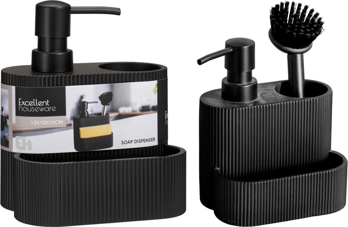Dávkovač mýdla do kuchyně DISHMATE - černá, Basics, plast (9.7/15.7/13.3cm)