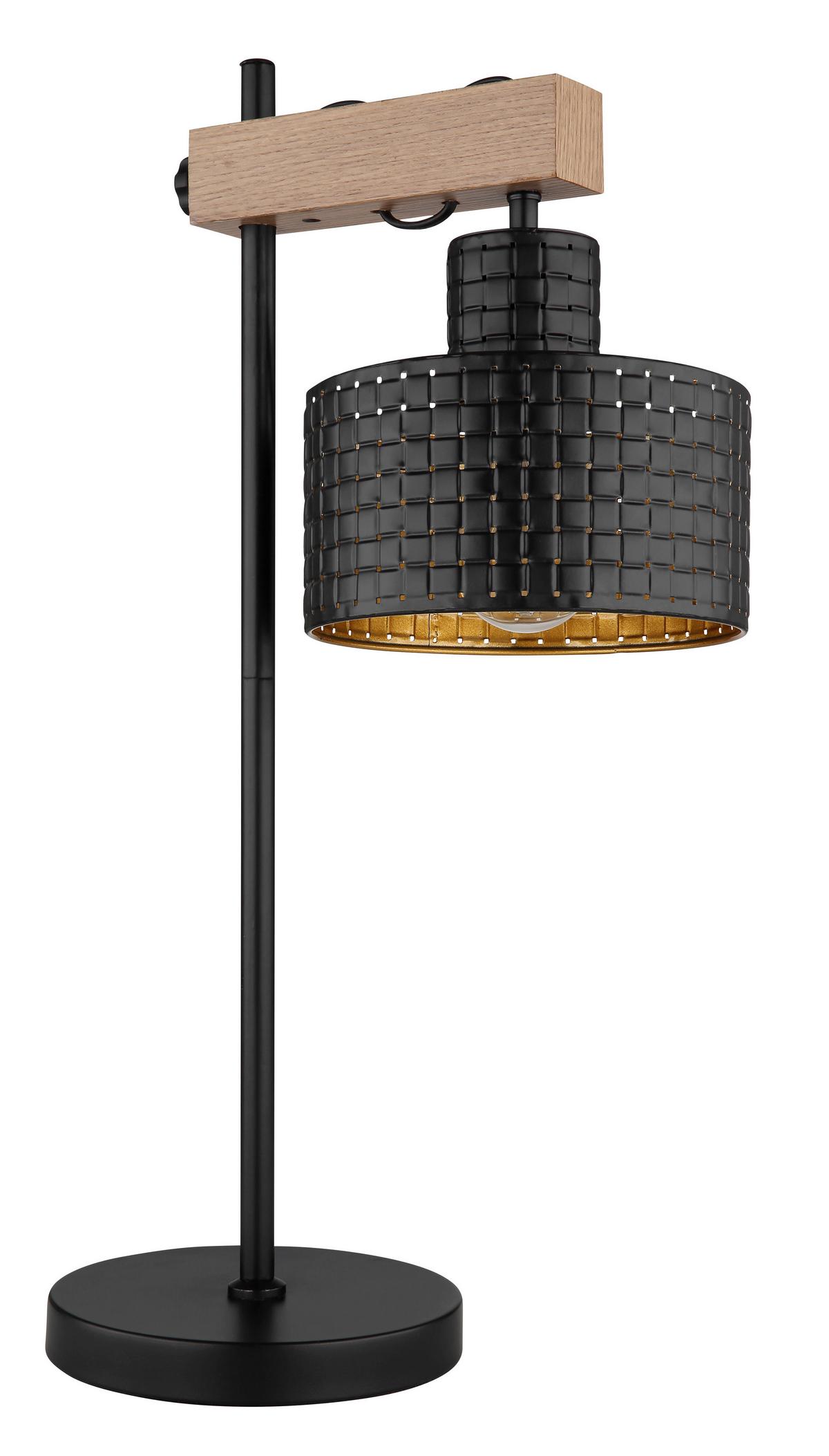 Tischleuchte 15651t - Dunkelbraun/Goldfarben, Design, Holzwerkstoff/Kunststoff (31/18/55cm) - Globo