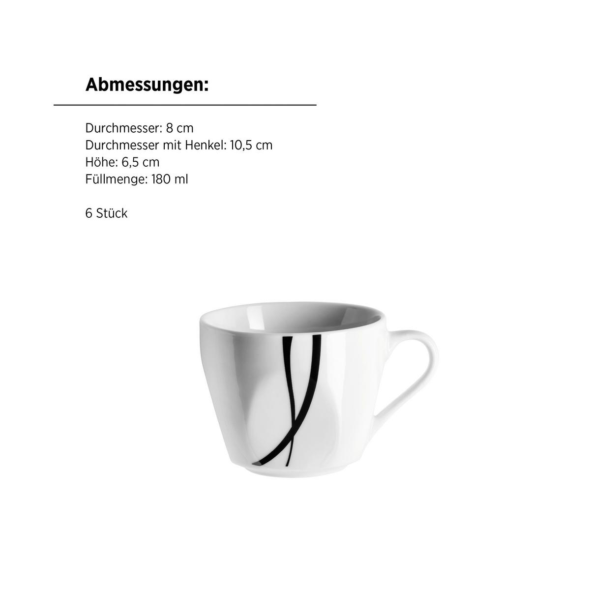 Kombiservice Decora Schwarz/weiß, 30-Teilig - Schwarz/Weiß, Trend, Keramik - Mäser