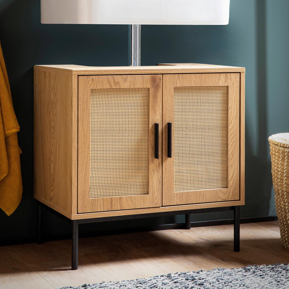 Waschbeckenunterschrank Eichefarben Dekor B: 60 cm - Eichefarben/Schwarz, Design, Holzwerkstoff (60/60/40cm) - MID.YOU