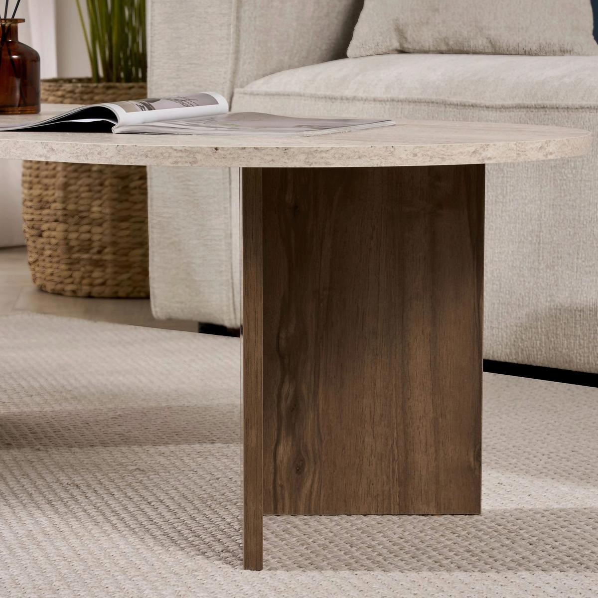 Couchtisch Sable Elfenbein/ Walnussfarben B: 119cm - Elfenbein/Walnussfarben, Design, Holzwerkstoff (119/40/60cm) - MID.YOU