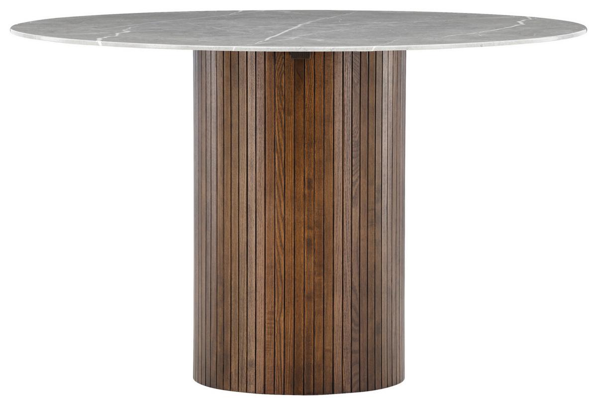 Esstisch Härön - Dunkelgrau/Braun, Design, Glas/Holz (120/120/74cm) - Livetastic