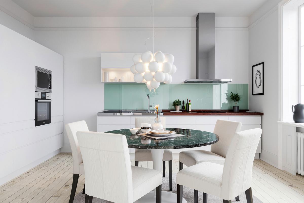 Deckenleuchte Gross H: 45 cm 8-Flammig, Glaselemente Weiß - Weiß, Design, Glas (50/45cm) - By Rydéns