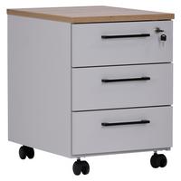 Rollcontainer Eiche Dekor Grau Abschließbar 43x58,4x55,3 cm - Eichefarben/Grau, MODERN, Holzwerkstoff (43/58.4/55.3cm)