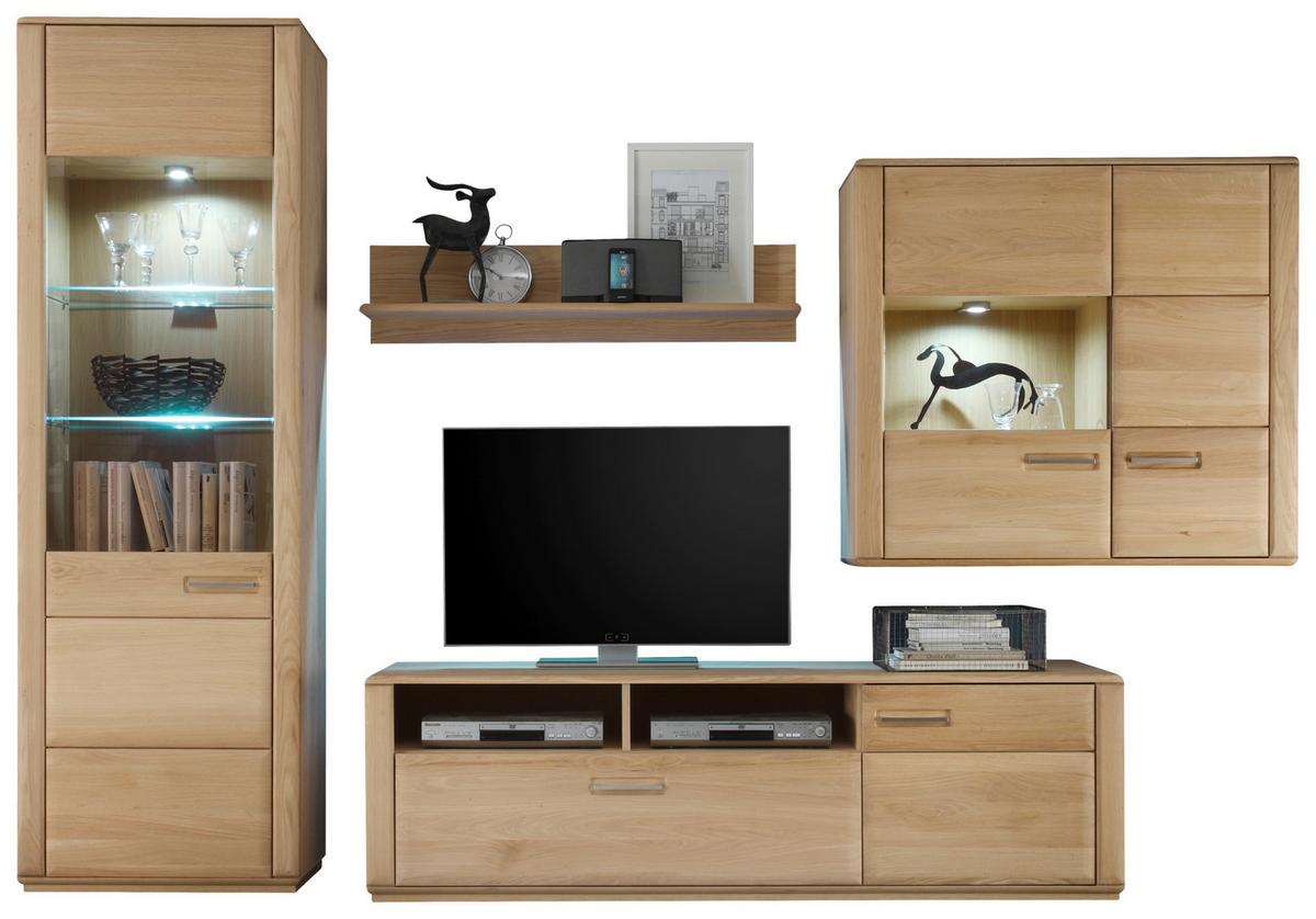 Wohnkombination 4-Tlg. Sena Eichefarben - Eichefarben, Design, Glas/Holz (303/209/51cm) - Livetastic