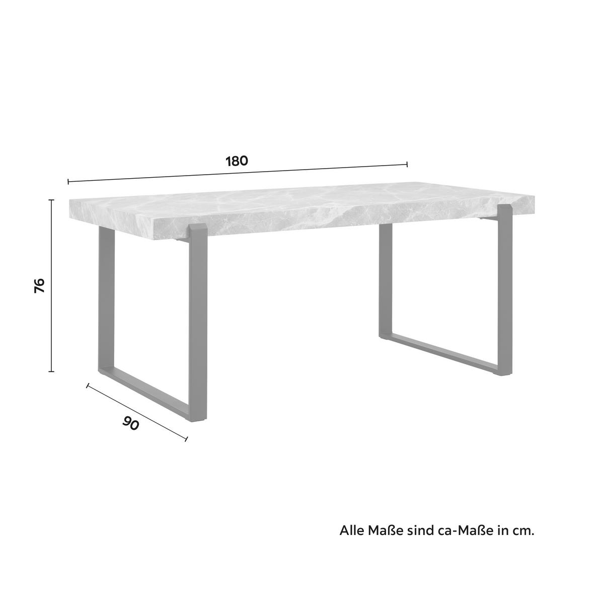Jídelní stůl Mila 180x90 cm - šedá/černá, Moderní, kov/kompozitní dřevo (180/90/76cm) - Bessagi Home
