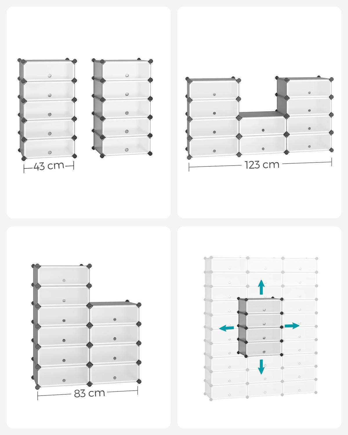 Schuhregal Grau B: 43 cm - Grau, Basics, Kunststoff/Metall (43/173/31cm)