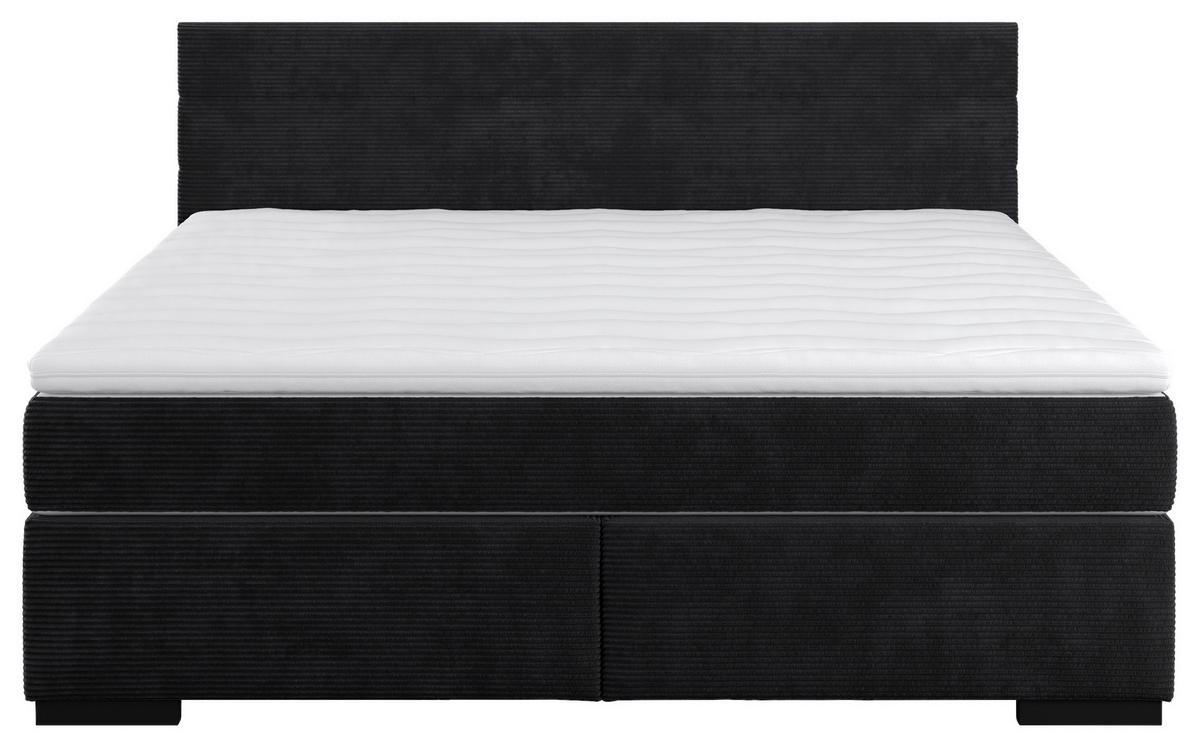 Boxspringbett mit Topper 140x200 cm Mammut, Anthrazit - Anthrazit/Schwarz, KONVENTIONELL, Holz/Holzwerkstoff (140/200cm) - MID.YOU