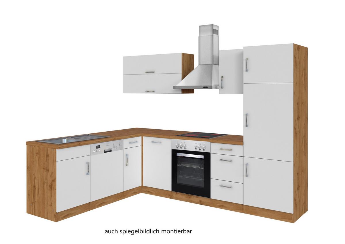 Eckküche Winkelblock B: 270/210 cm Weiß - Eiche Wotan/Weiß, MODERN, Holzwerkstoff (210/270cm) - Held