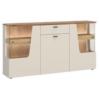Sideboard Cut Out, B: 165cm Kaschmir/eichefarben - Kaschmir/Eichefarben, MODERN, Glas/Holzwerkstoff (165/90/40cm) - Premium Living