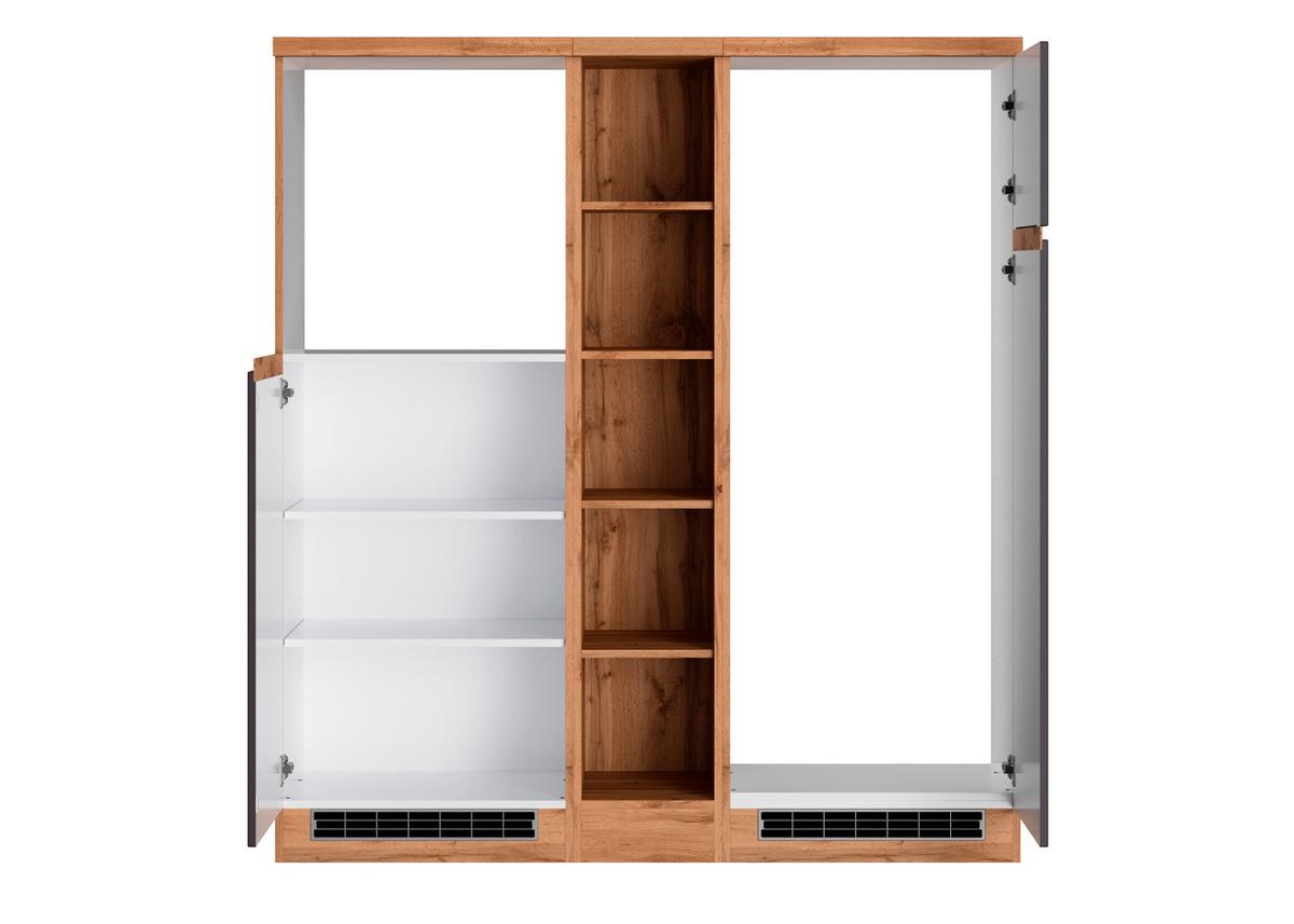 Zweizeilige Küche Turin 390 cm Grau/ Wotaneiche Dekor - Eiche Wotan/Grau, Design, Holzwerkstoff (390cm) - Held