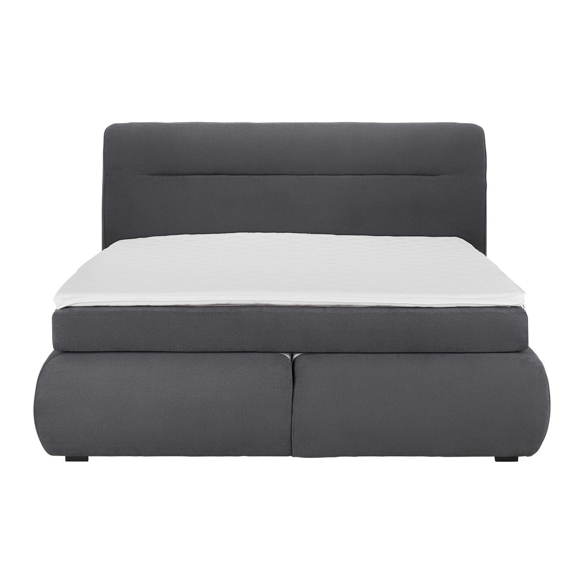 Postel Boxspring s topperem Bella, 180x200 - šedá/černá, Moderní, dřevo/textil (180/200cm) - Bessagi Home