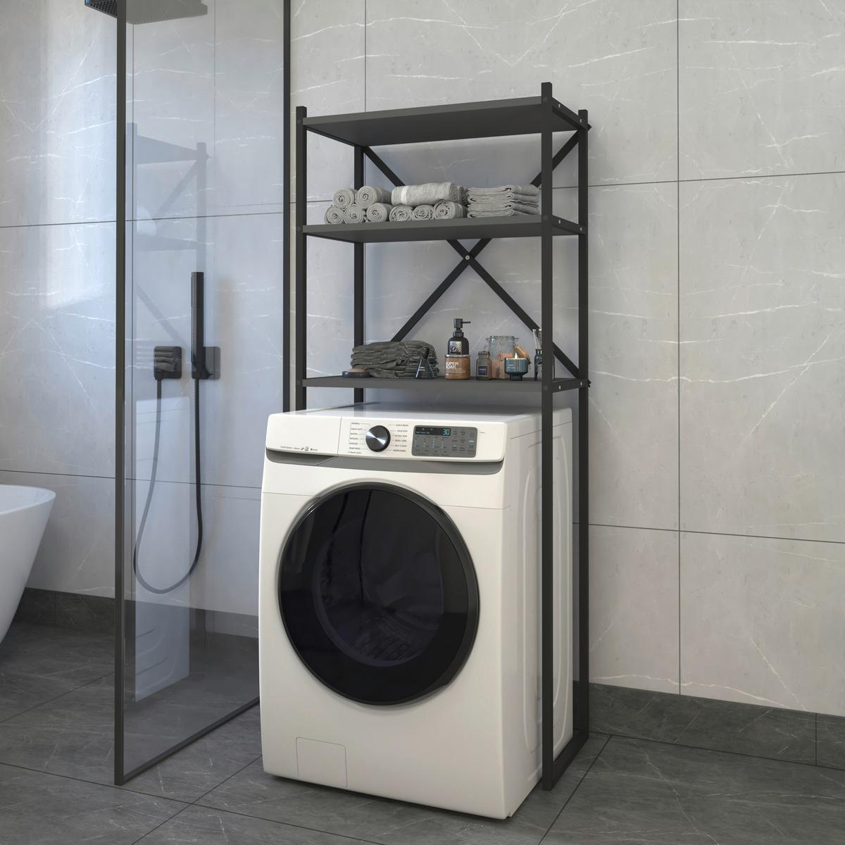 Waschmaschinenschrank Insasi - Anthrazit, MODERN, Holzwerkstoff/Metall (66/160/34cm) - MID.YOU