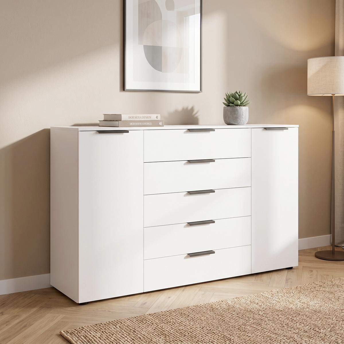 Kommode Flipp Weiß/Graphitfarben B: 160 cm - Schwarz/Graphitfarben, MODERN, Holzwerkstoff (160/100/42cm) - Rauch Möbel