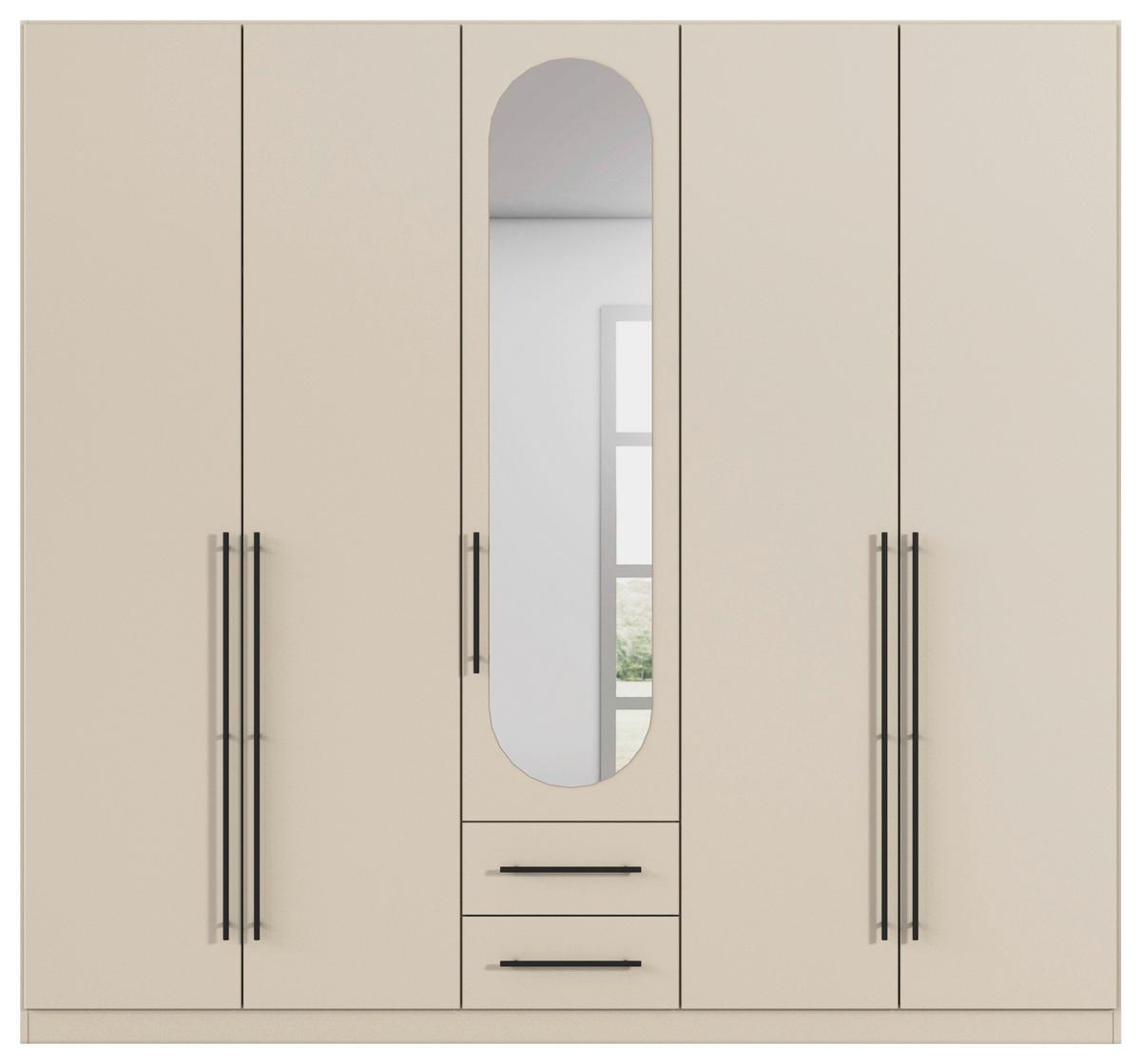 ŠATNÍ SKŘÍŇ S OTOČNÝMI DVEŘMI VELORA, šířka 226 cm - černá/šampaňská, Konvenční, kov/kompozitní dřevo (226/210/54cm) - Mömax