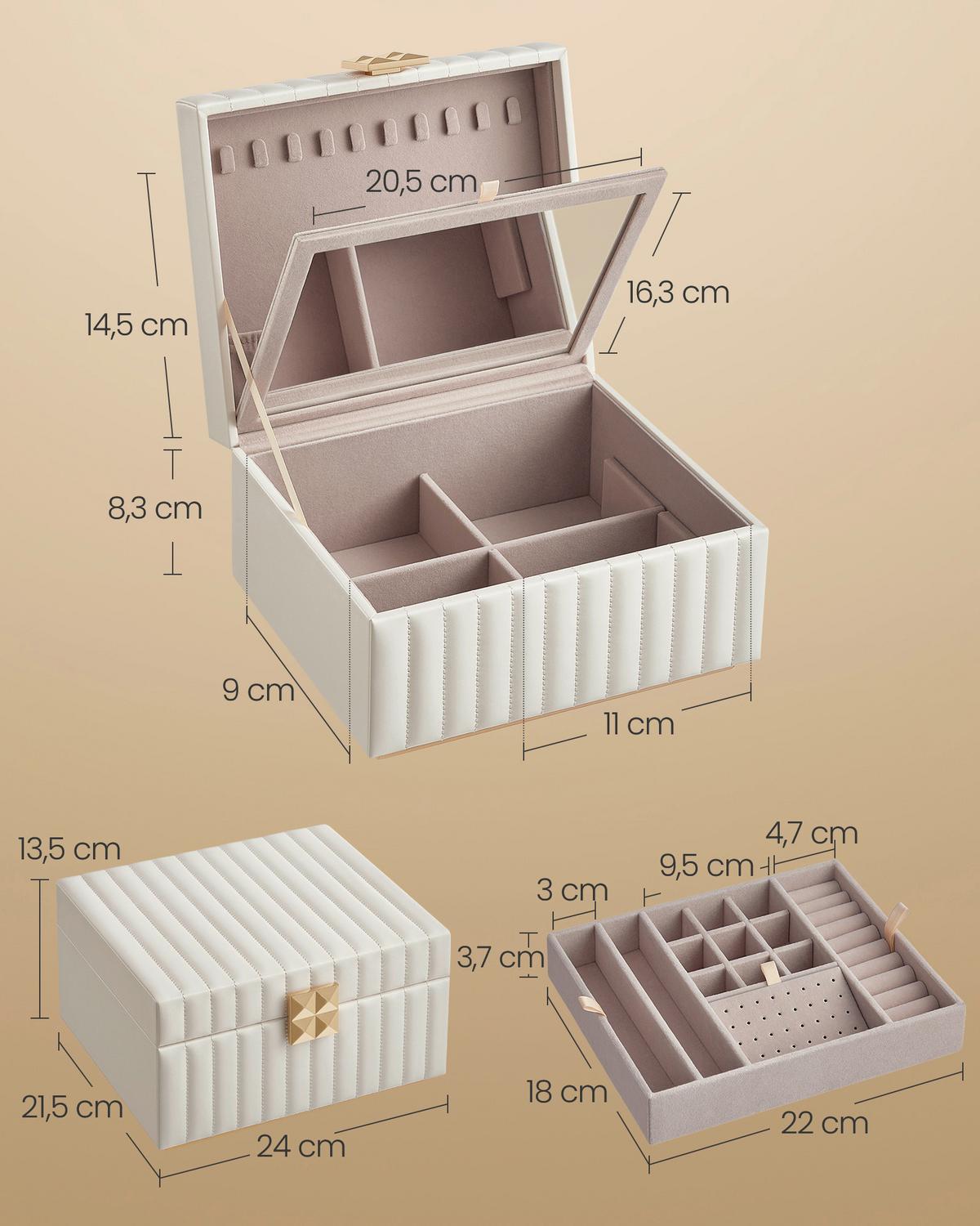SCHMUCKKÄSTCHEN Weiß B: 24 cm - Weiß, LIFESTYLE, Glas/Leder (24/13,5/21,5cm)