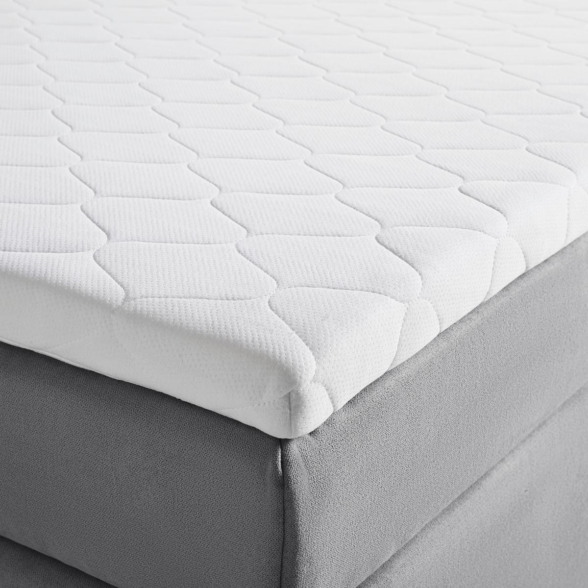 Posteľ boxspring s toperom, 180x200 cm, sivá - čierna/sivá, Modern, drevo/textil (180/200cm) - Bessagi Home