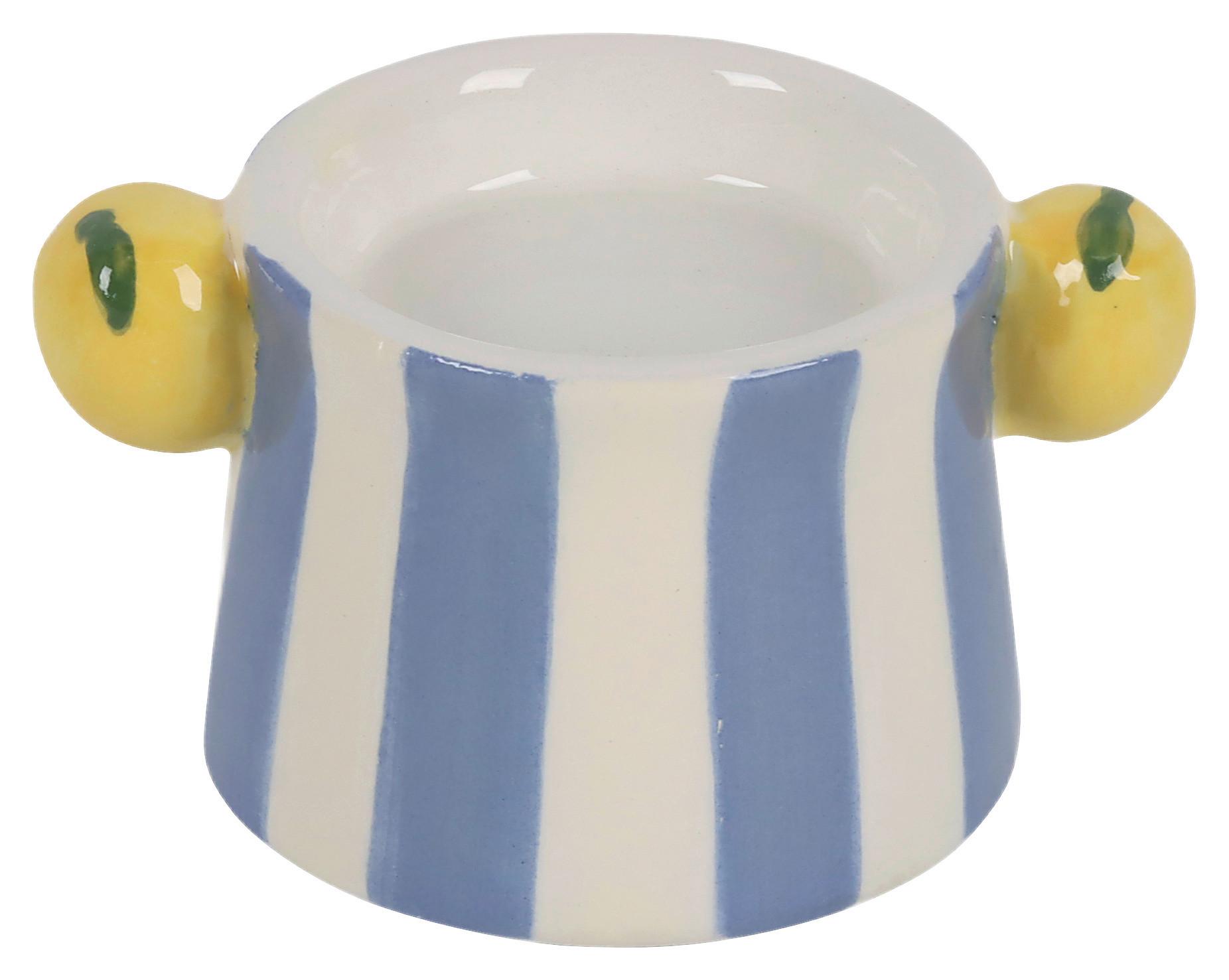 Stojan na sviečku SAMU - svetlomodrá/biela, keramika (8,2/4,5/6cm) - Mömax