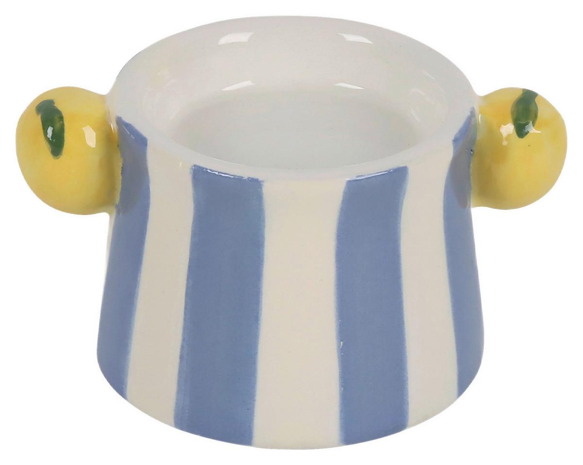 Stojan na sviečku SAMU - svetlomodrá/biela, keramika (8,2/4,5/6cm) - Mömax