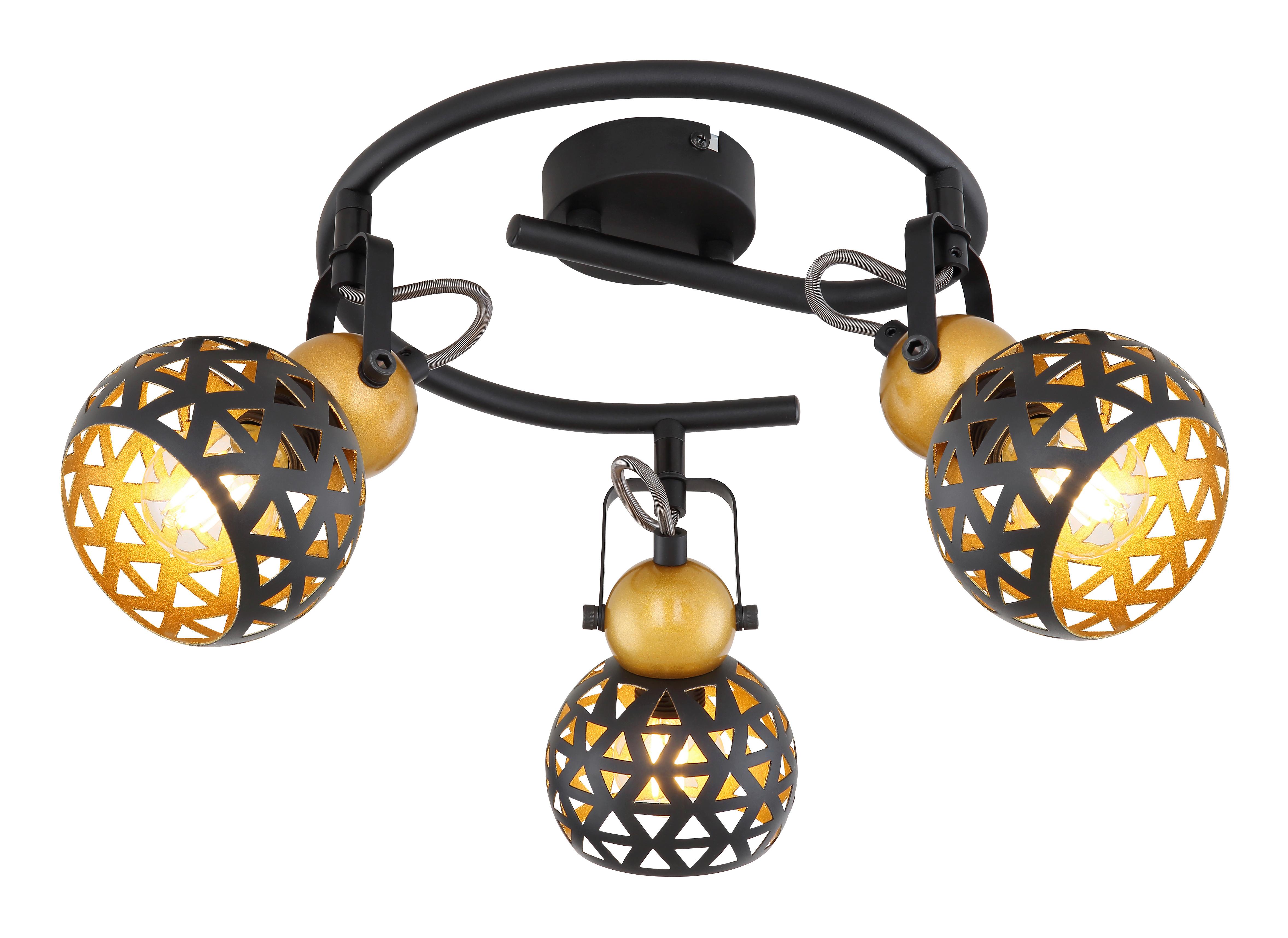 Strahler Sarra 3-flammig Verstellbar Ø 25 Cm - Goldfarben/Schwarz, Basics, Metall (25/17,5cm) - Globo