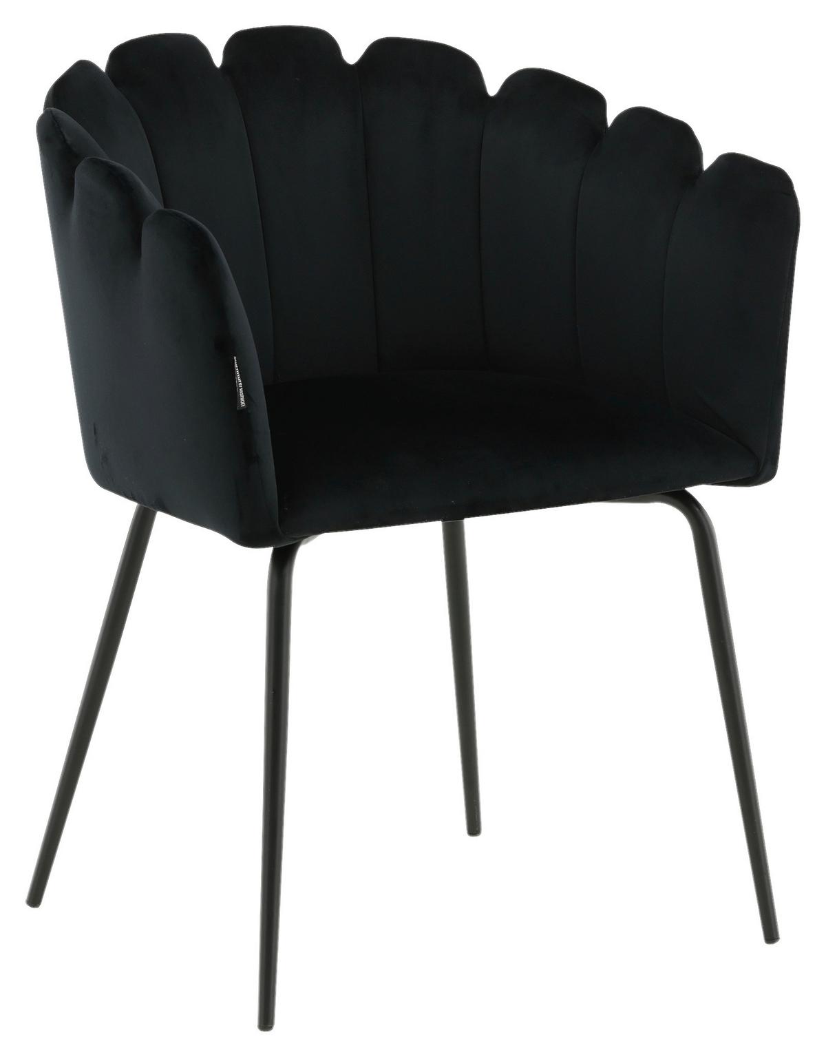 Stuhl Limhamn - Schwarz, Design, Textil/Metall (61/76.56/54cm) - Livetastic