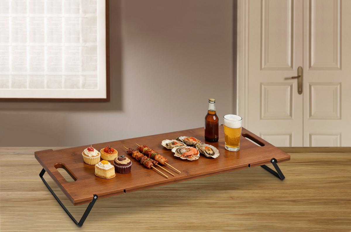 Tablett Till aus Bambus L: 66 cm - Naturfarben, MODERN, Holz/Metall (66/25/1,8cm) - James Wood