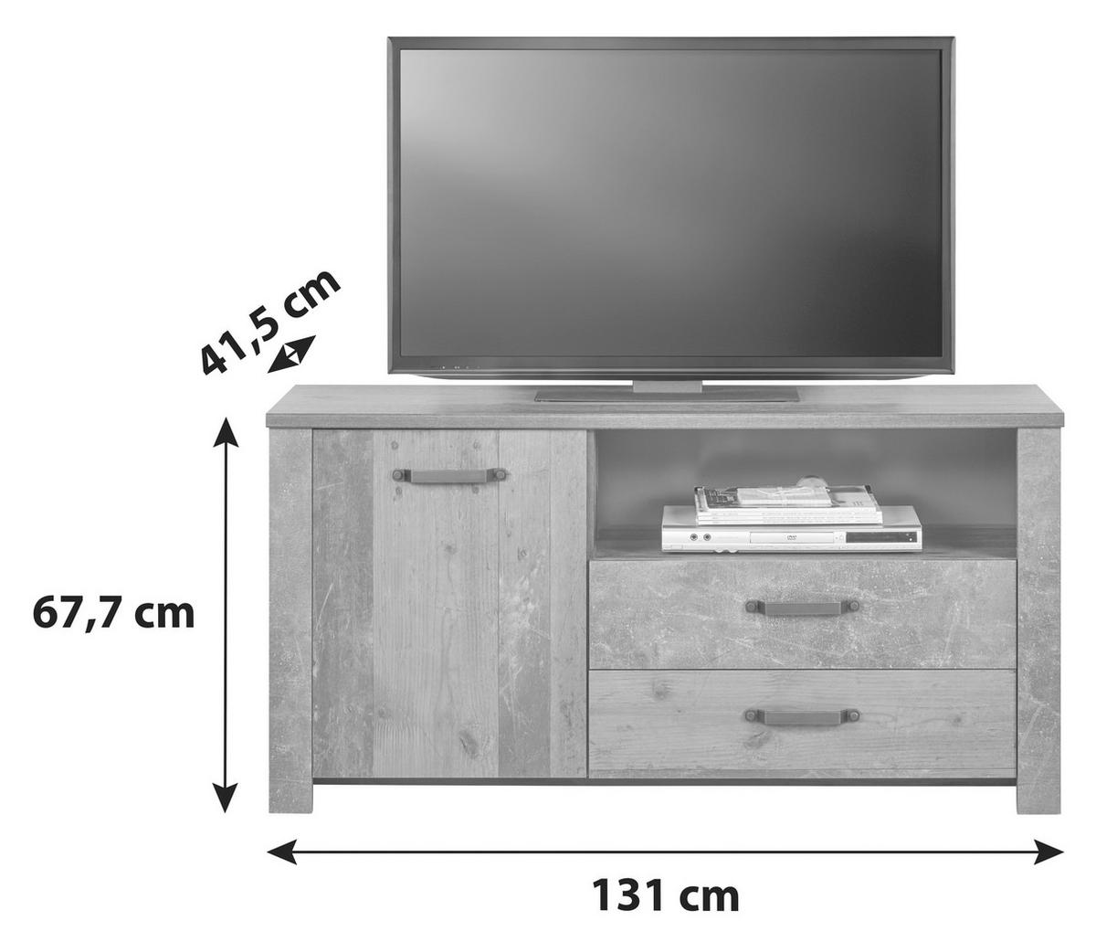 Tv-lowboard Ontario B: 131 Cm Eiche Dekor/betonoptik - Dunkelgrau/Eichefarben, Trend, Holzwerkstoff (131/67,7/41,5cm) - Ondega