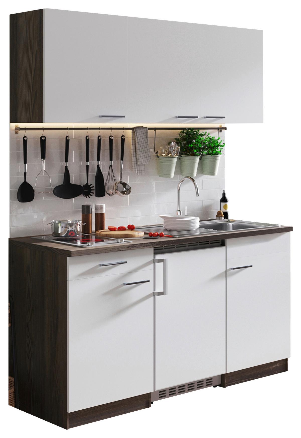 Miniküche Oliver Singleküche 150 cm - Eichefarben/Weiß, Basics, Holzwerkstoff - Respekta