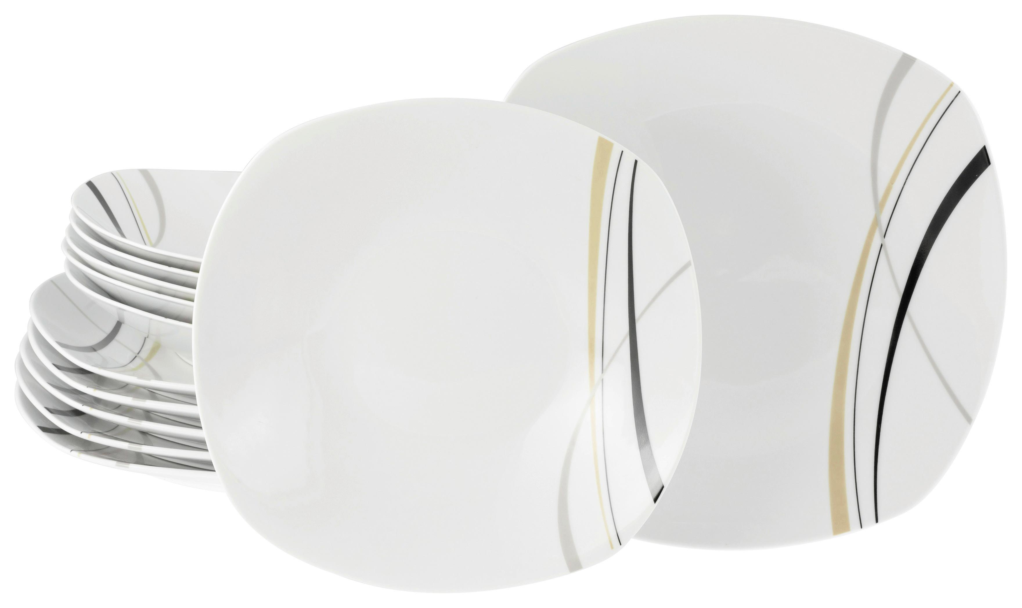 Tafelservice Square City Line 12--Teilig., Weiß - Weiß, Trend, Keramik - Creatable