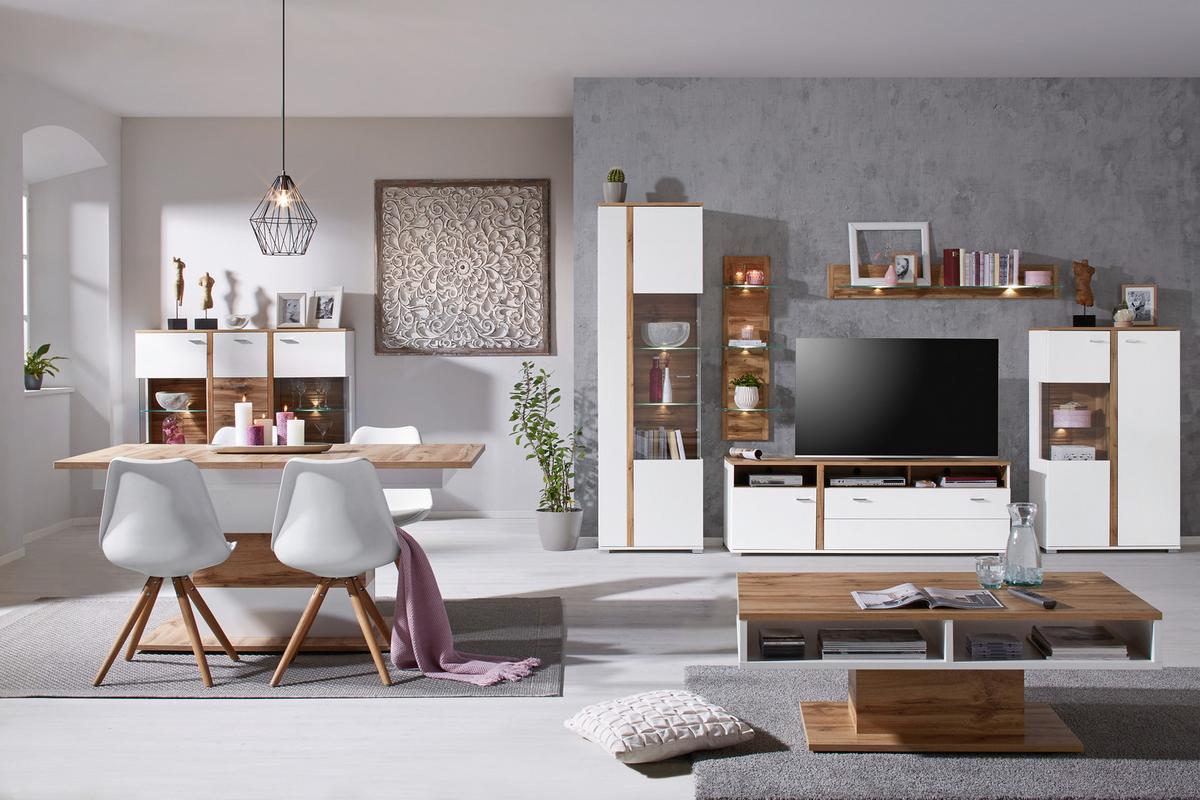 REGÁLOVÝ DÍL ALAMO - barvy dubu, Moderní, kompozitní dřevo/sklo (38/110/19cm) - Mömax