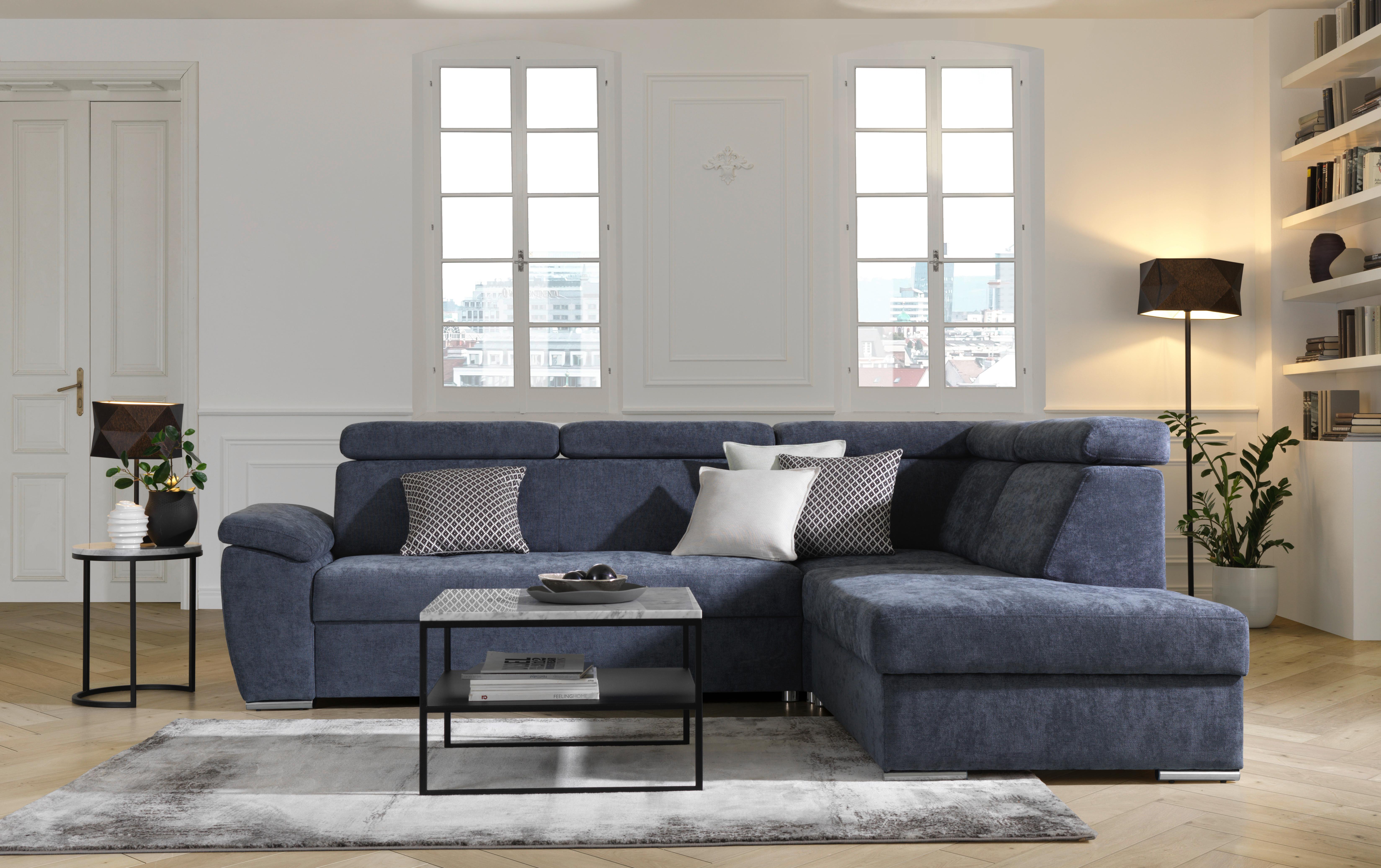 Ecksofa mit Bettkasten Fixie Anthrazit Plüsch - Chromfarben/Anthrazit, MODERN, Textil (270/230cm) - MID.YOU