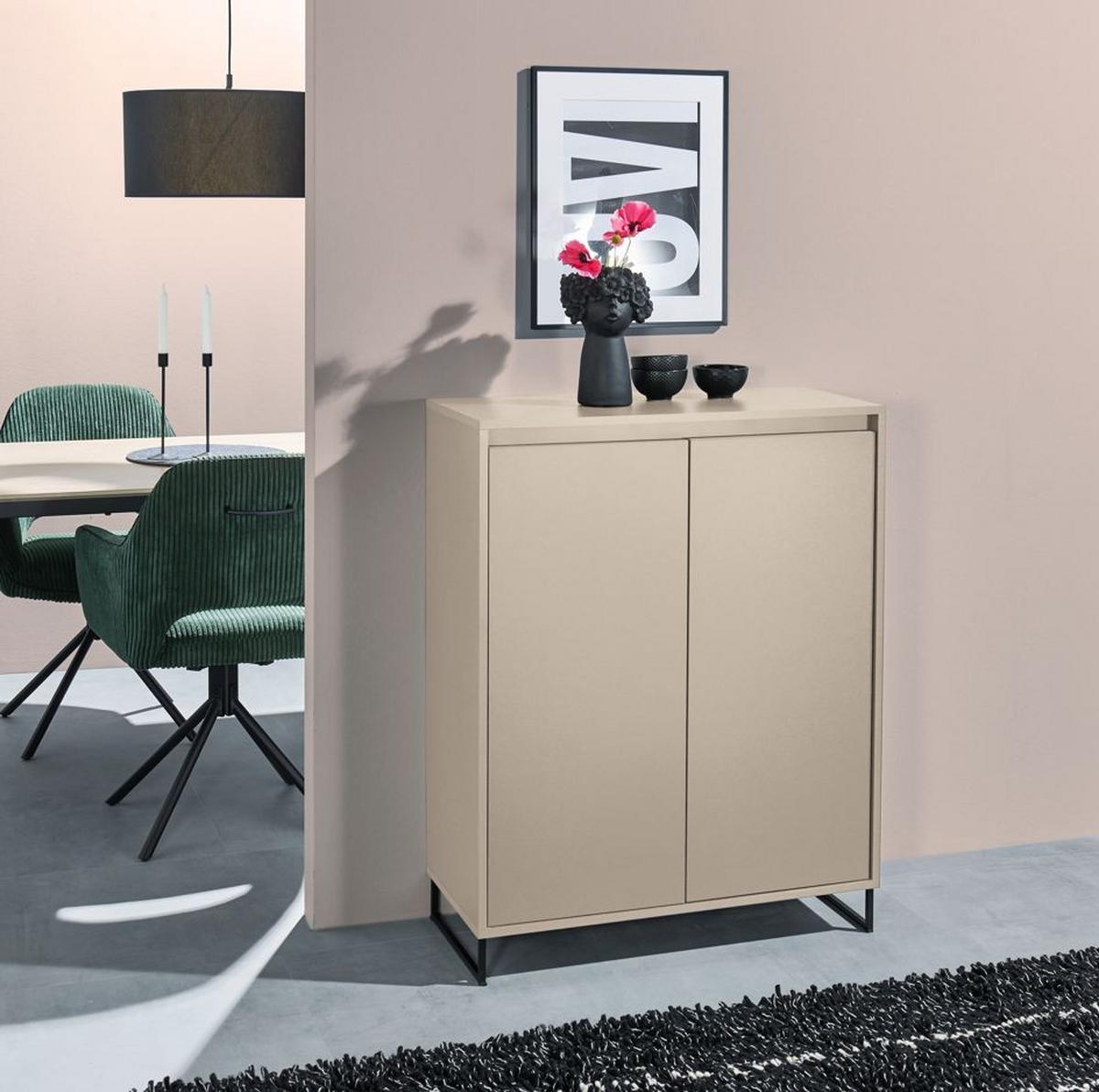Komoda Cologne, farba kašmírová, š: 80 cm - čierna/kašmírová, Design, kov/kompozitné drevo (80/103/38cm)