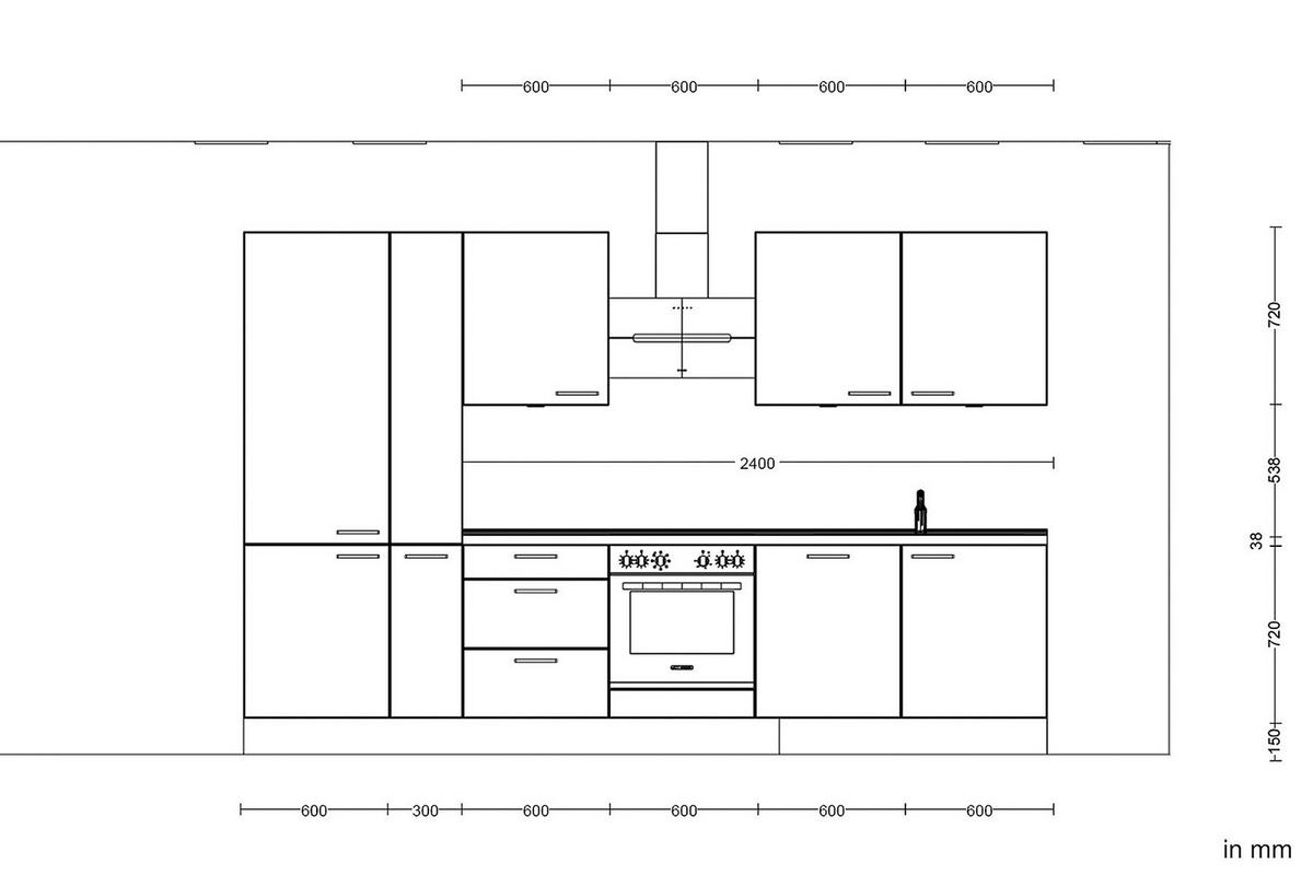Kuchynská linka 330 cm, bridl.šedý betón/bridl.šedá - farba ušľachtilej ocele/bridlicová, Modern, kov/kompozitné drevo (330cm) - Nobilia