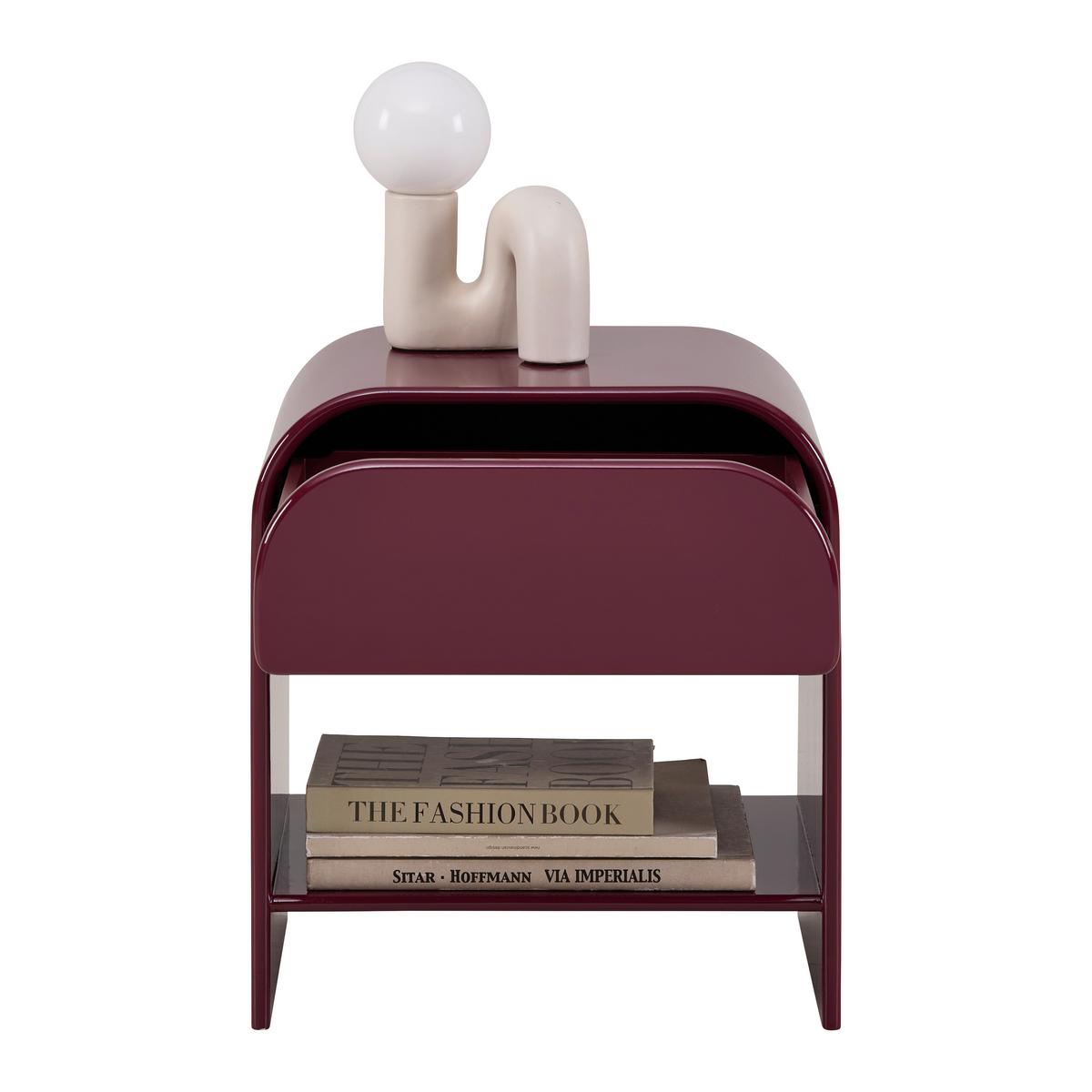 Nočný stolík RUBY vínovočervená, lakovaná - vínovočervená, Modern, kompozitné drevo (40/45/30cm) - Mömax