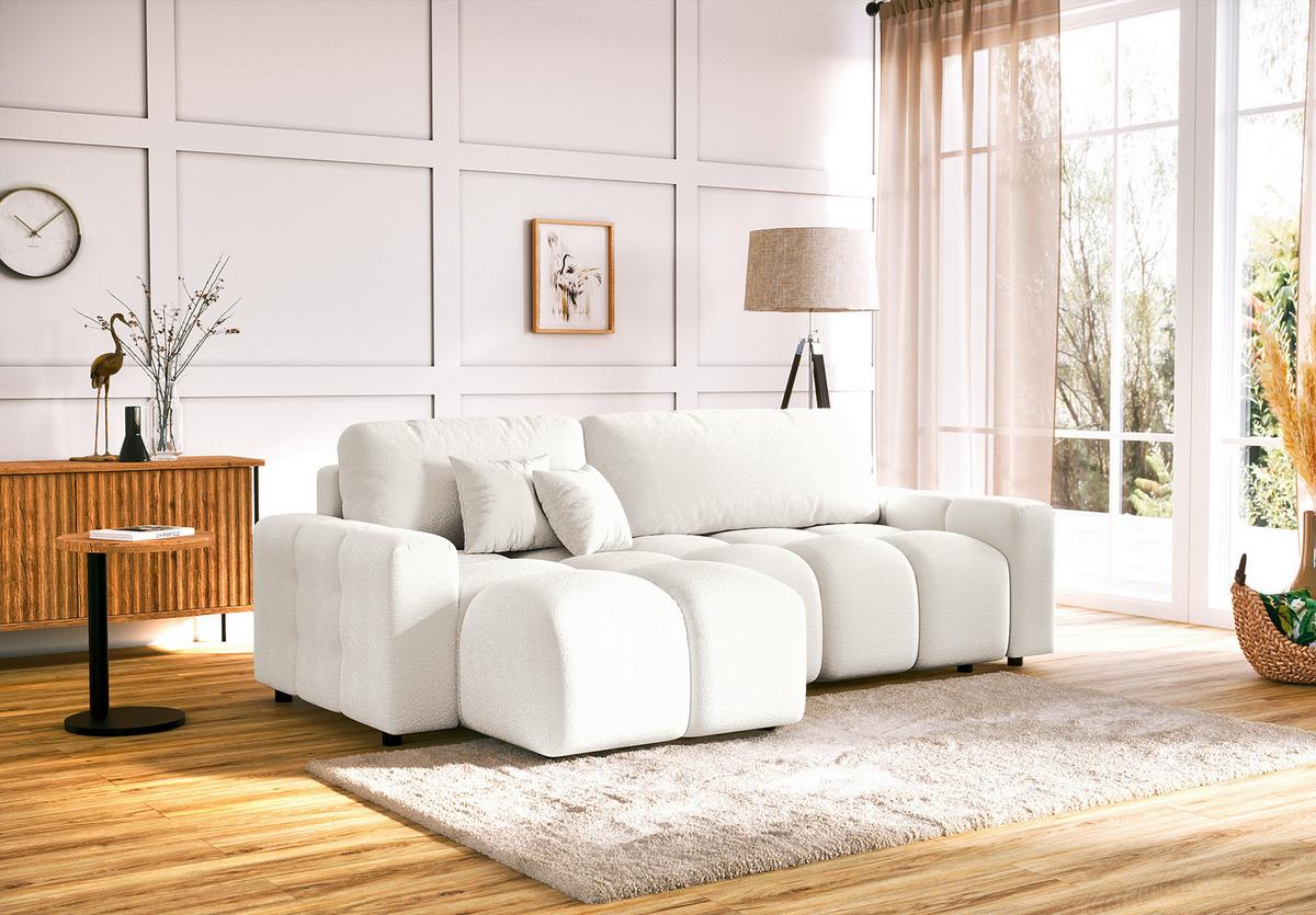 Ecksofa Luki Weiß S: 233x142 cm - Schwarz/Weiß, Design, Textil (233/142cm) - Livetastic