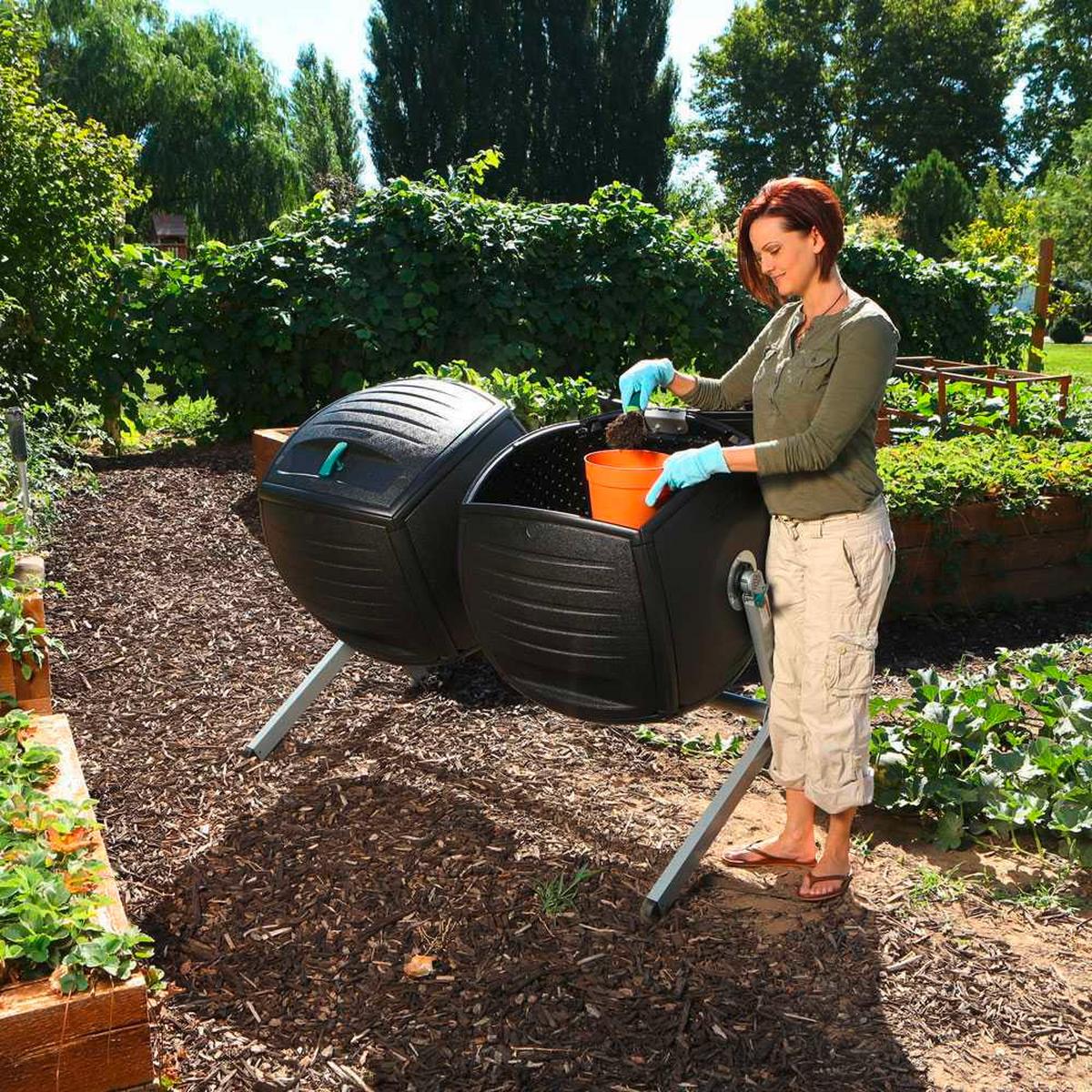 Komposter Kompost-Zwilling 380 L - Schwarz, Basics, Kunststoff (148/111/80cm)