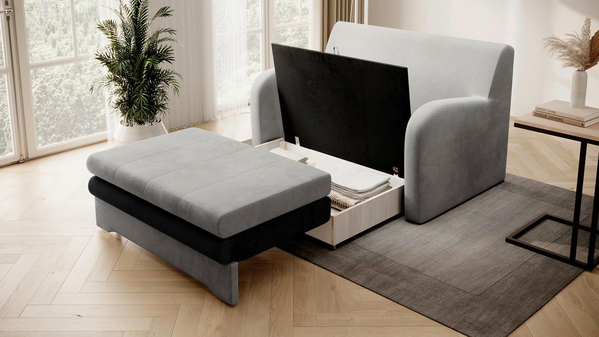 Schlafsofa Ario Grau, Schwarz, B: 244 Cm - Anthrazit/Hellgrau, Design, Textil (244/97/97cm) - MID.YOU