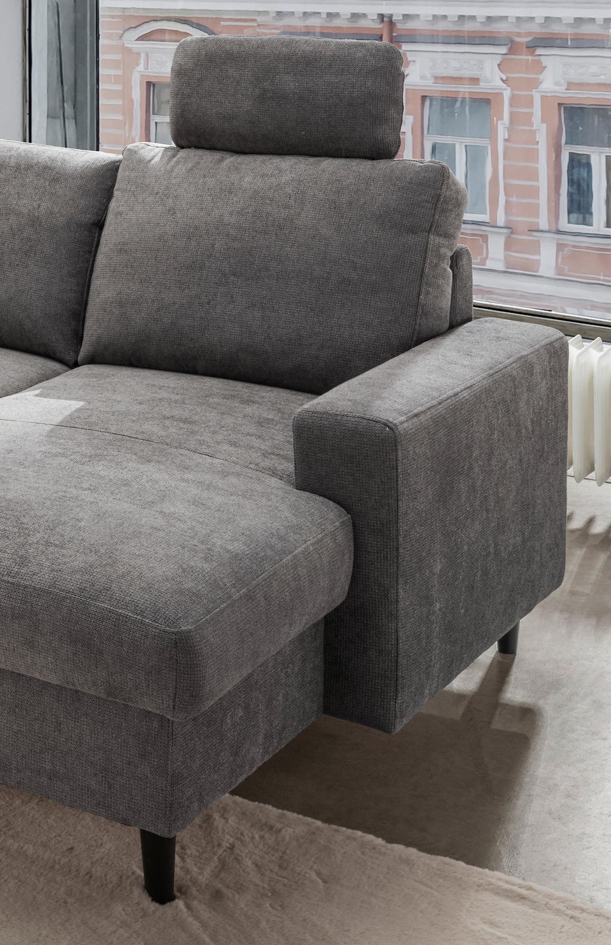 Wohnlandschaft Passione Dunkelgrau U: 200x305x153 cm - Dunkelgrau/Schwarz, MODERN, Textil (200/305/153cm) - Livetastic