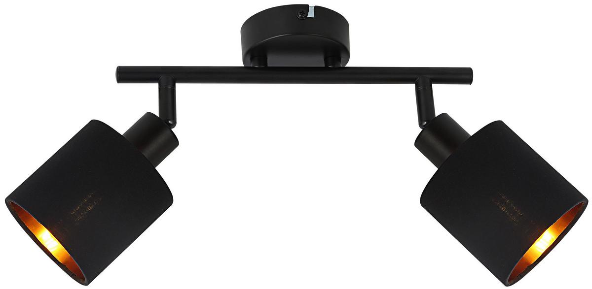Bodové svietidlo Goldi, E14 LED max. 15W - čierna/zlatá, Modern, kov/textil (48/10/23cm) - Mömax
